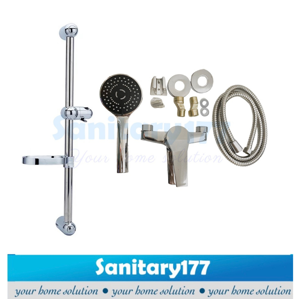 Paket bundling Kran Bathtub Panas Dingin mixer KD &amp; Tiang shower set 1a stainless minimalis murah mummer sower semprotan mandi