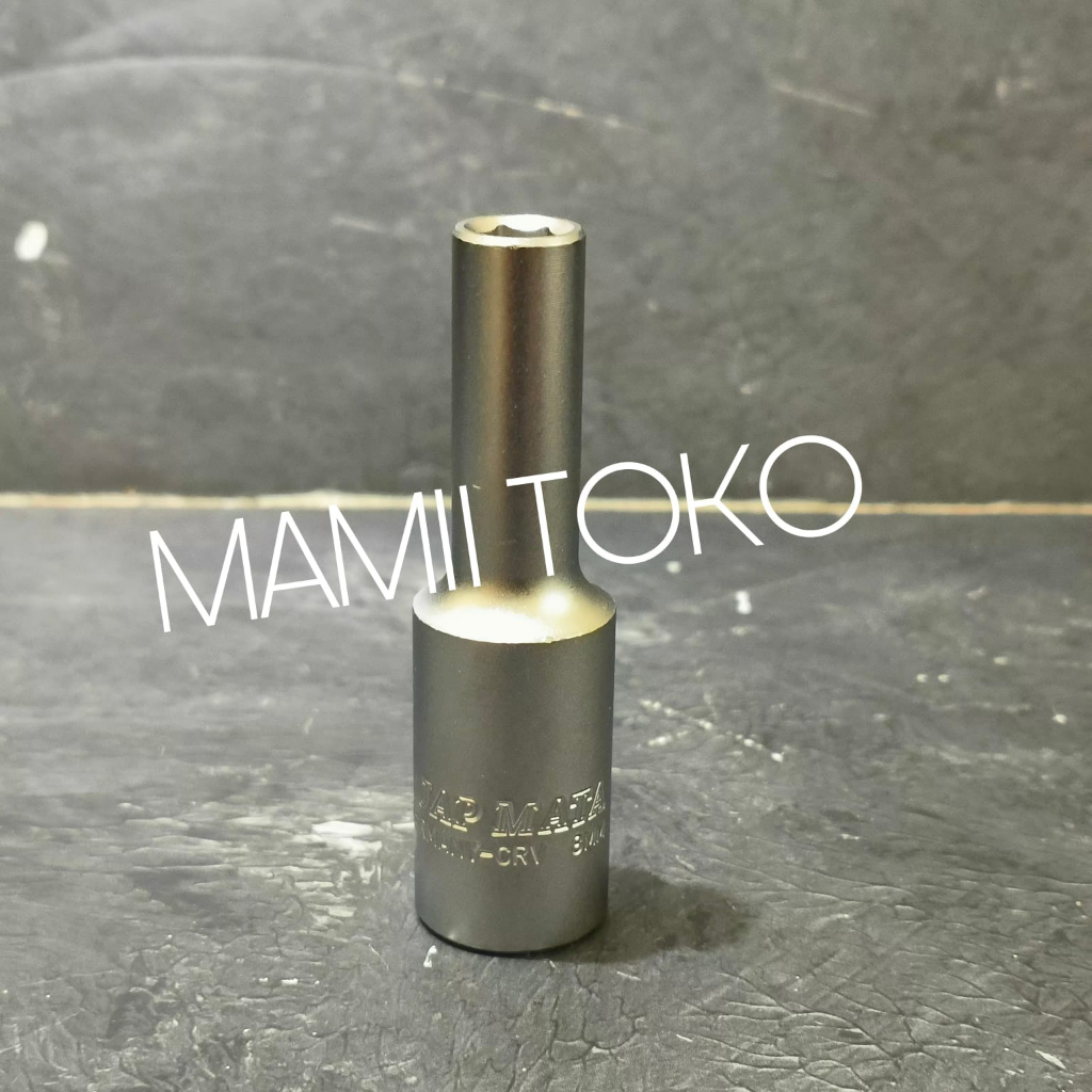 Mata sok 8mm panjang 1/2" 6pt Tjap Mata Deep socket 8 mm long shock