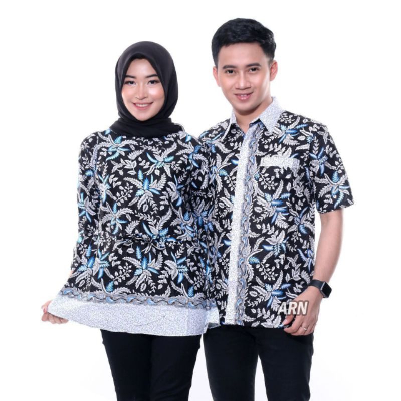 Batik couple blus blarak biru meifa batik
