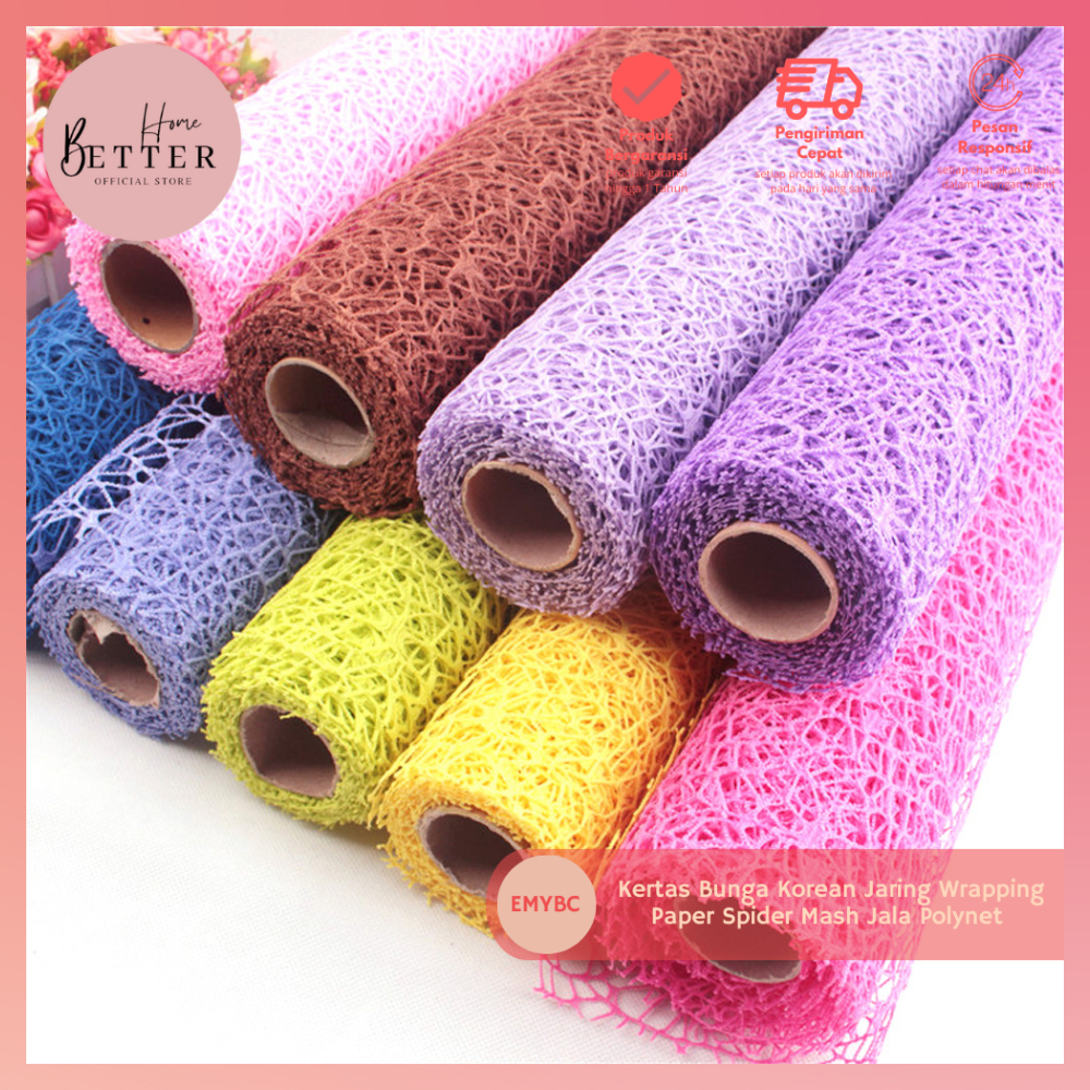 

Better Home - Kertas Bunga Korean Jaring Wrapping Paper Spider Mash Jala Polynet EMYBC