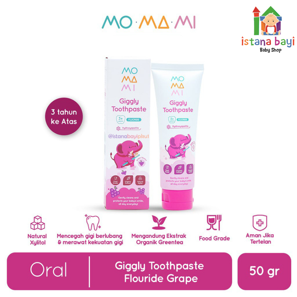 Momami Giggly Toothpaste Flouride Grape 50gr / Pasta Gigi Bayi