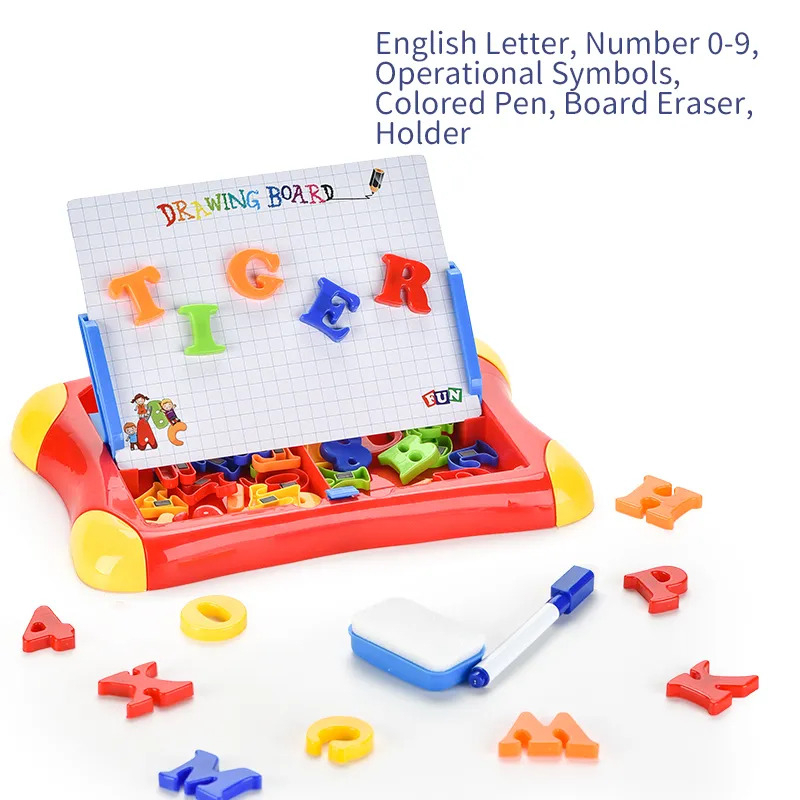 MAINAN EDUKASI PAPAN TULIS ABC MAGNET DRAWING BOARD MAGNETIC  LEARNING CASE 2 IN 1