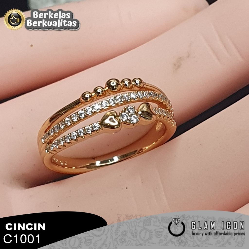 Cincin Wanita Motif Tiga Layer Mata Pasir C1001 CCG