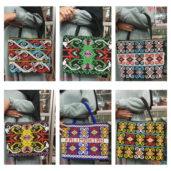 TAS0736 Tas Handbag Manik-Manik Motif Dayak
