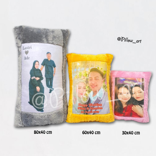 Pillowart - Bantal Cinta Bulu Rasfur Custom Foto Ukuran 80x40 cm / Hadiah - ART019