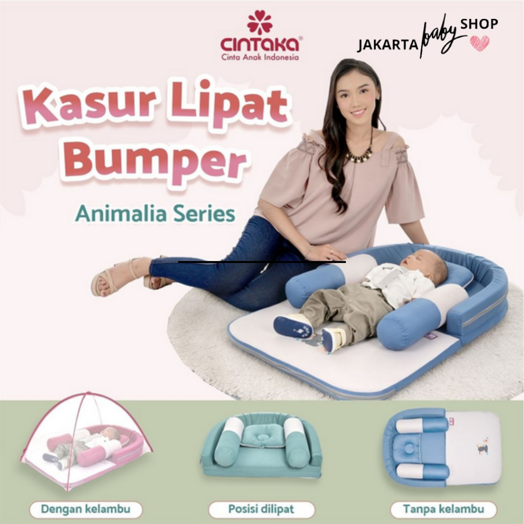Cintaka Kasur Bayi Lipat Bumper + Kelambu Kojong Animalia Series - CBK 3145