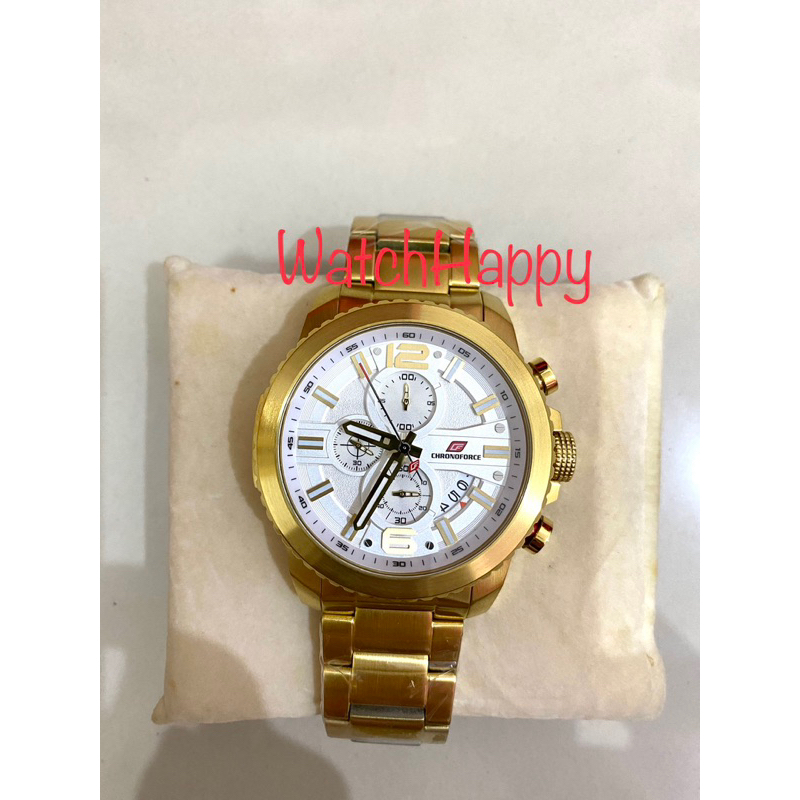 WatchHappy Chronoforce 5330 5330G Men Sport Watch White Dial StainlessSteel Chronograph 100%ORIGINAL