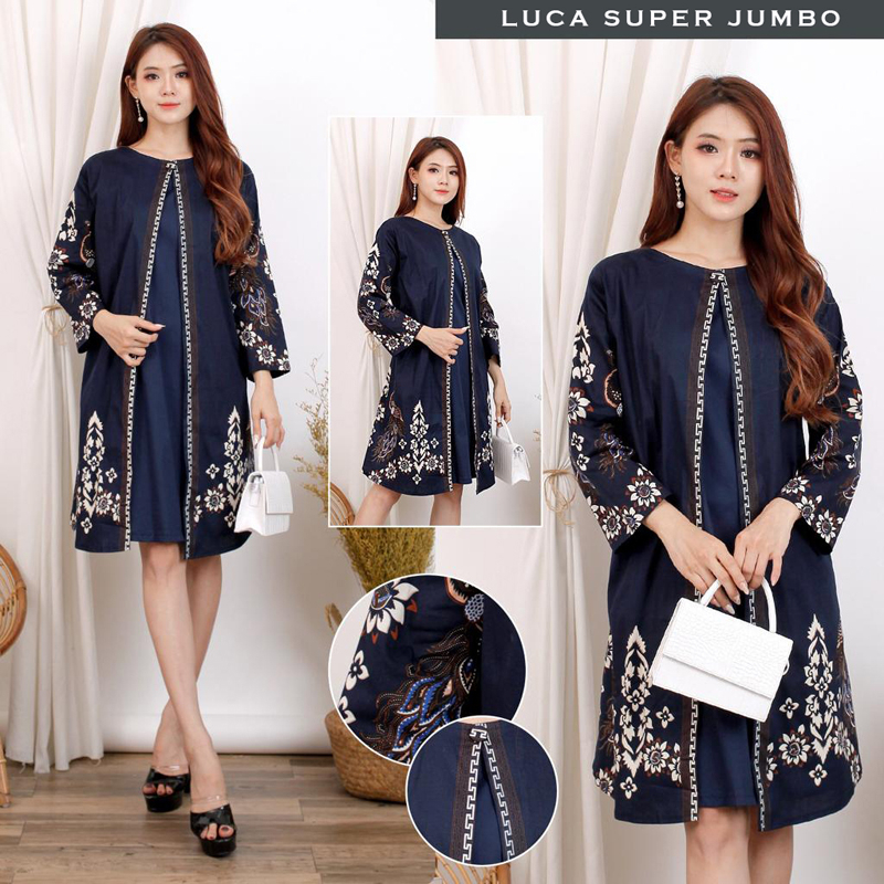 LUCA DRESS STANDAR / JUMB0 / SUPER JUMBO - Dress Batik Jumbo Wanita Terusan Wanita