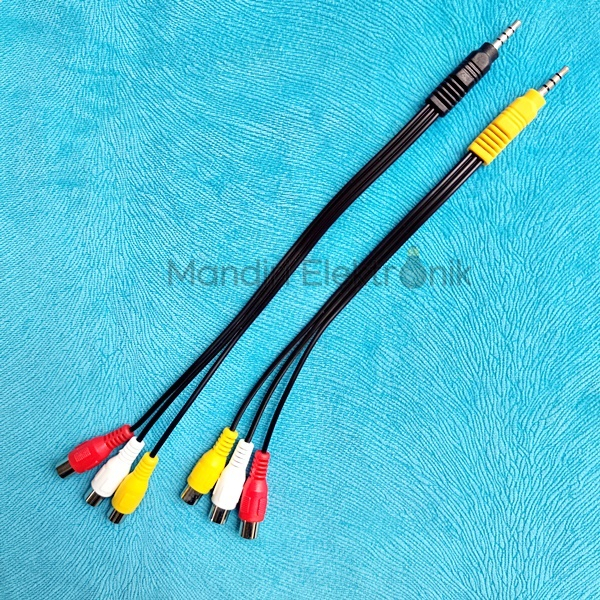 Kabel Audio 3.5mm to 3 RCA Female Cable - Audio 3.5mm to 3 AV - 3.5 Male to 3 RCA Female