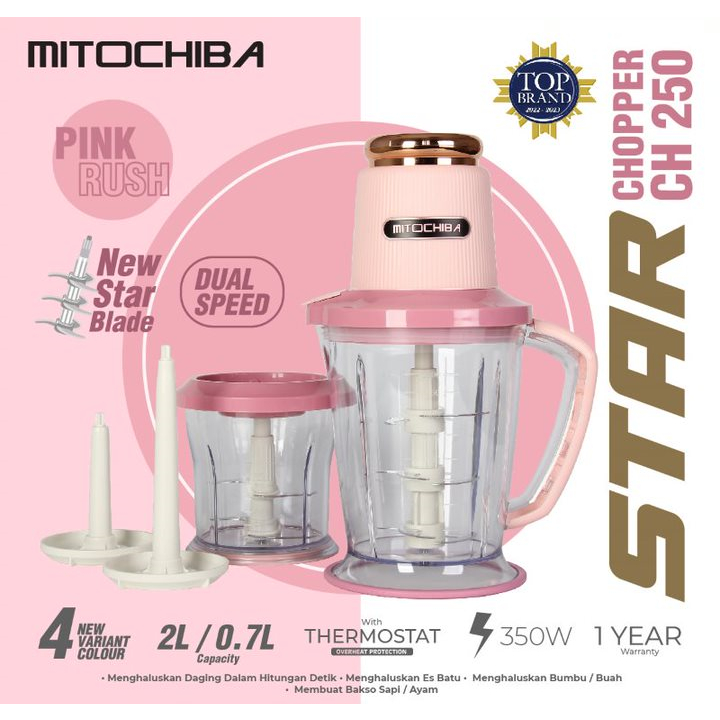 Mitochiba Chopper CH 250 Star Chopper Blade 2 Liter 9 Mata Pisau Garansi Resmi