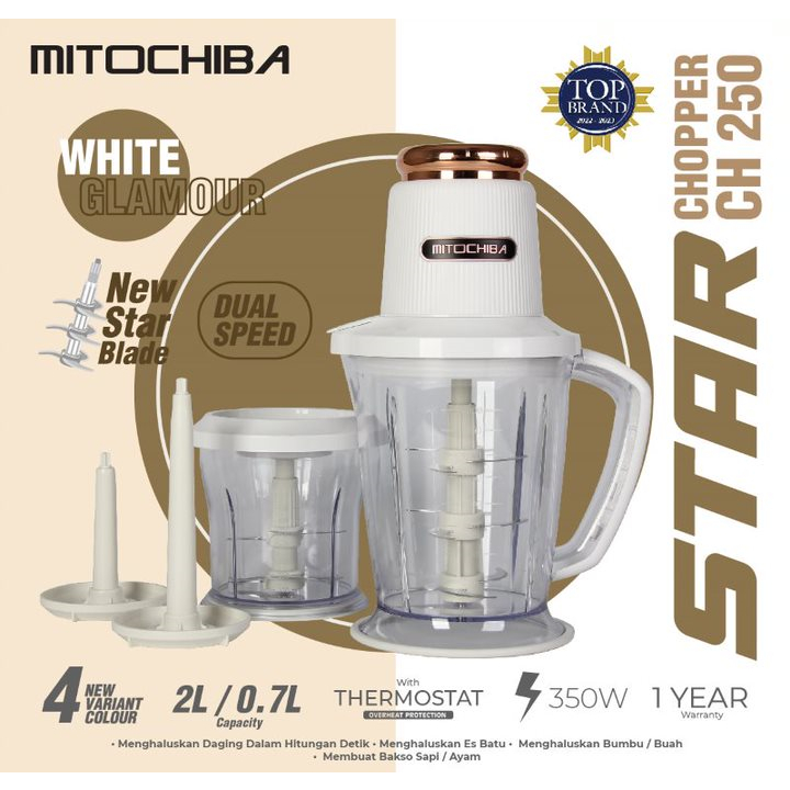 Mitochiba Chopper CH 250 Star Chopper Blade 2 Liter 9 Mata Pisau Garansi Resmi