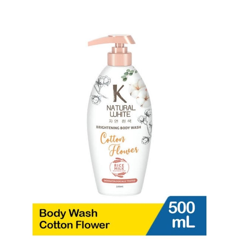 K natural white body wash 500ml botol pump dan  400ml refill sabun mandi cair