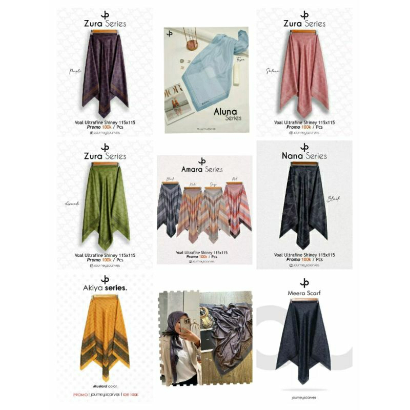 HIJAB JOURNEY REGULER ZURA SERIES ( BABY YELLOW MUSTARD GRAY BLACK GOLD SILVER WHITE TOSCA NAVY SAGE