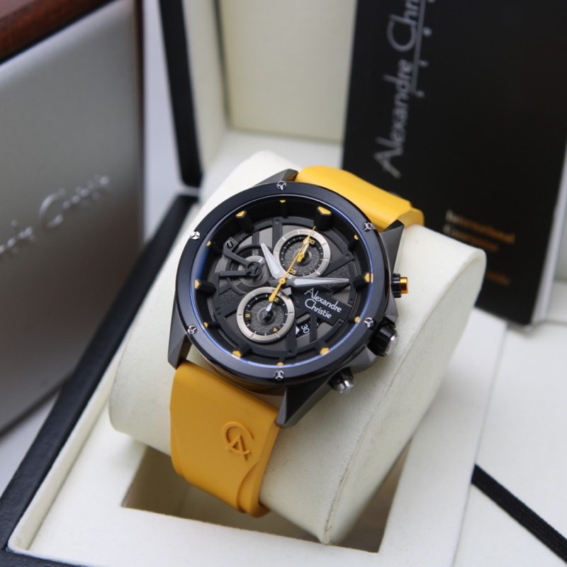 Jam Tangan Pria Alexandre Christie Chronograph AC 6620  /AC 6620 Leather &amp; stainless steel