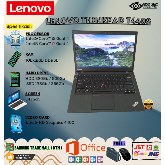 Laptop Lenovo Thinkpad T440 T440p T440s T450 T450s Core i5 / i7 RAM 8Gb SSD 256Gb ORIGINAL MURAH BER