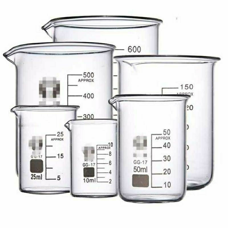 [COD] Gelas Takar Ukur Lab Kimia, Minyak, Susu, Kopi, Santan Kaca 100ml 50ml 250ml 500ml 1000ml BEAKER Dapur Gelas Kimia Lab