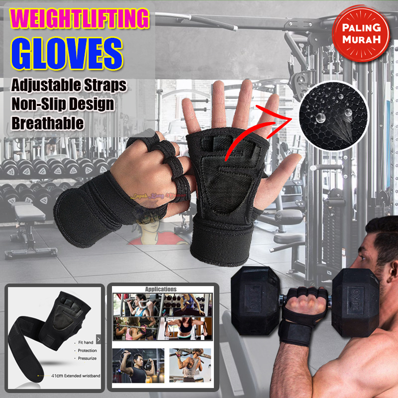 Leather Strap Wrist Wrap Support Weightlifting Angkat Beban Grip Gym