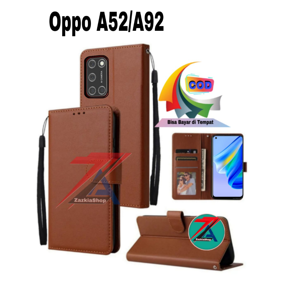 CASE FLIP CASE DOMPET KULIT FOR OPPO A52/A92 CASING DOMPET-FLIP COVER LEATHER-SARUNG HP