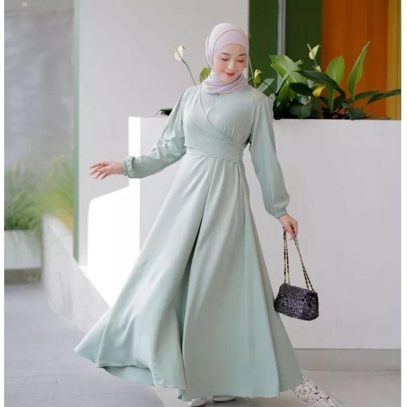 TIARA  DRESS / bahan Crincle airflow /fashion muslim terbaru dres remaja kondangan kekinian