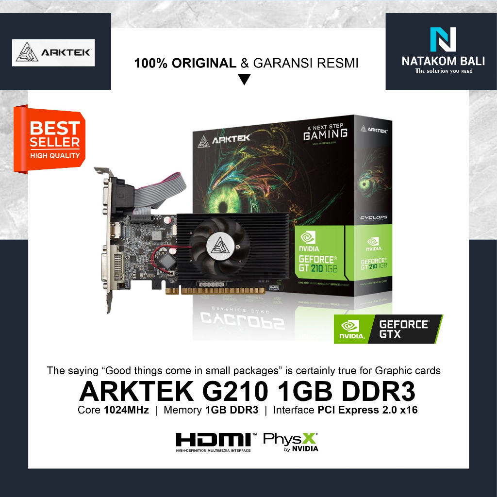VGA ARKTEK CYCLOPS NVIDIA GEFORCE GT210 1GB DDR3