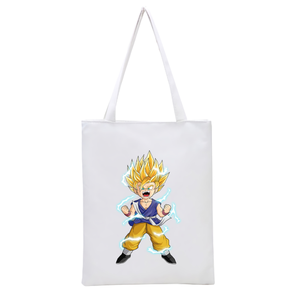 NEW Bisa CUSTOM TOTEBAG resleting tas tote Printing Dragon Ball Goku Gohan super seiya Anime Jepang manga merchandise tas kuliah kampus laptop sekolah viral kekinian || kiiyoomii ||