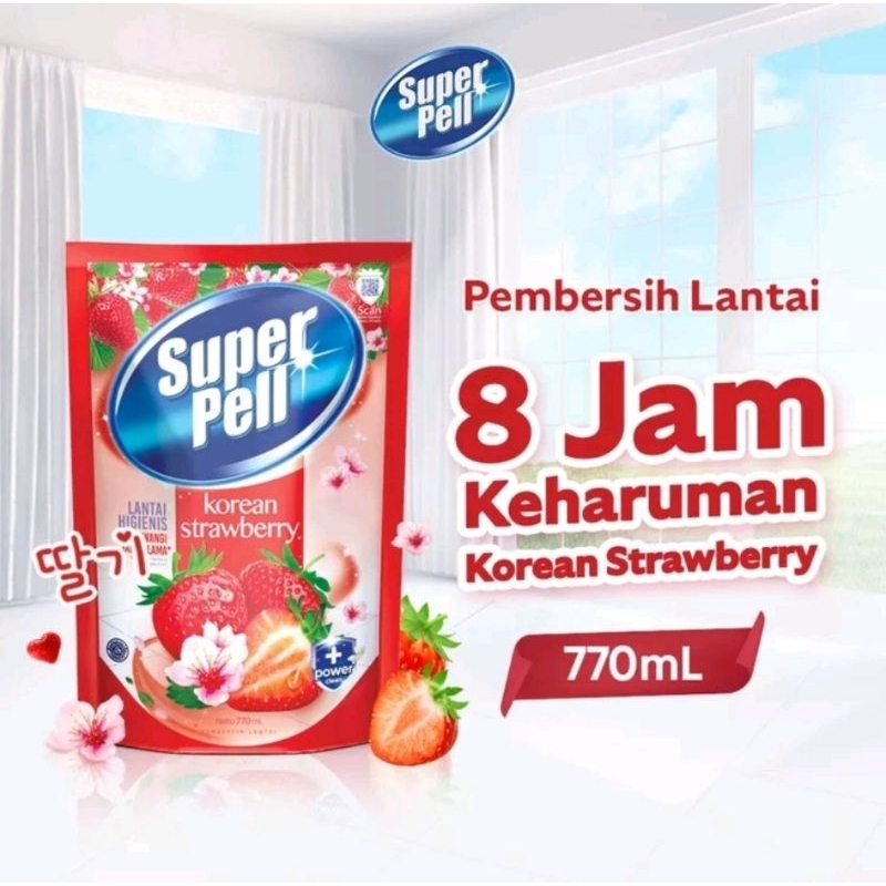 Superpell Pembersih Lantai 770ml// Super Pell Strowberry, Lemon, Apple, Lavender, blossom// Sabun Pel, Pel Harum Bersih, Pel Lantai Antikuman