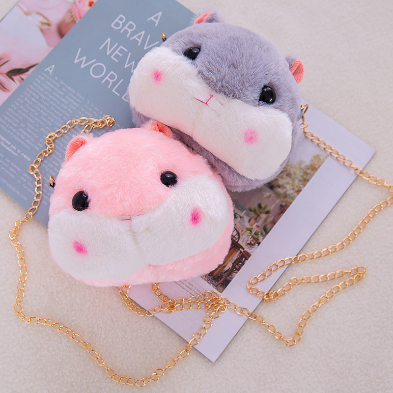 REALPIC IMPORT Jepang Kawaii Hamster HAMTARO Plush Toy Boneka Selempang Kartu Tas Bahu Dompet Koin Kantong Dompet Anak Gadis Mainan Hadiah Ulang Tahun