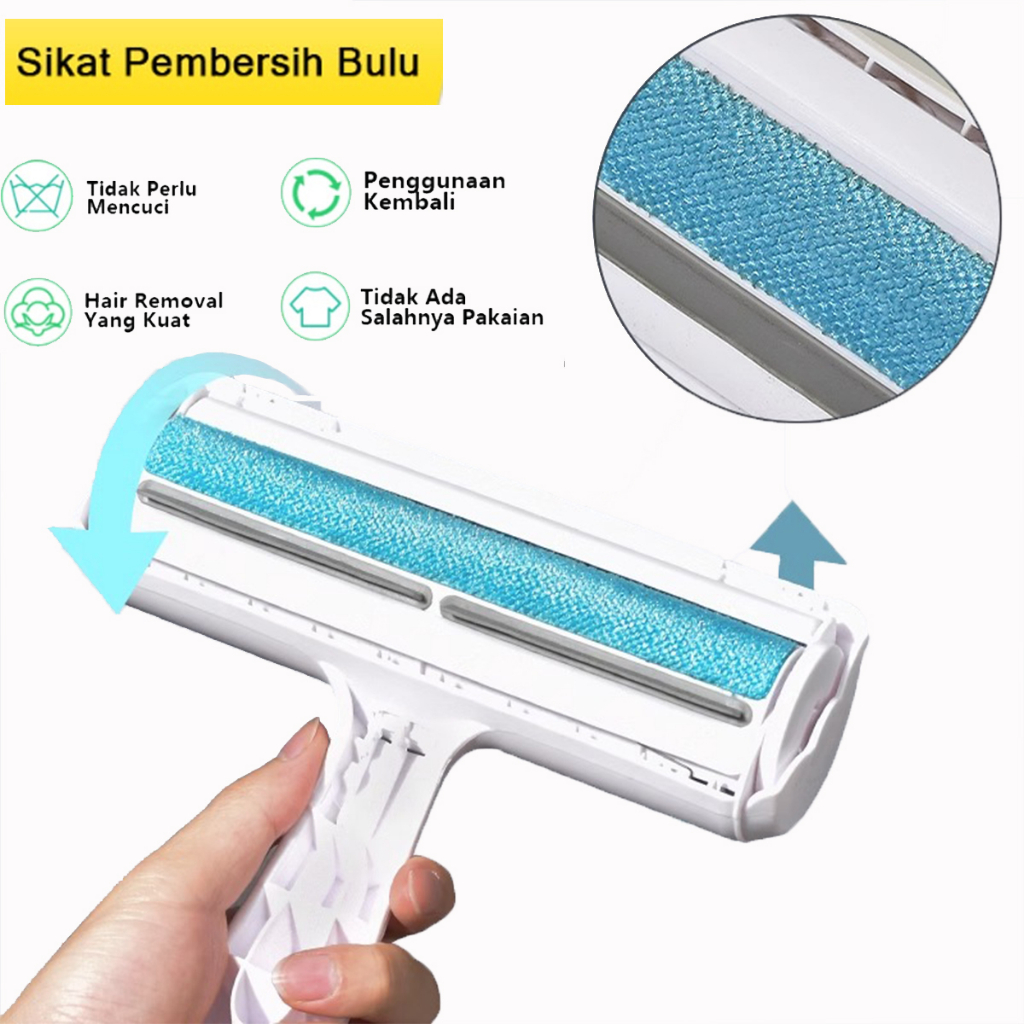 Pembersih Bulu Kucing/Anjing PET HAIR REMOVAL yaitu Lint Roller Portable Jangka Panjang (Lifetime Use) untuk Pembersih Baju/Pakaian, Sofa, Tempat Tidur dll