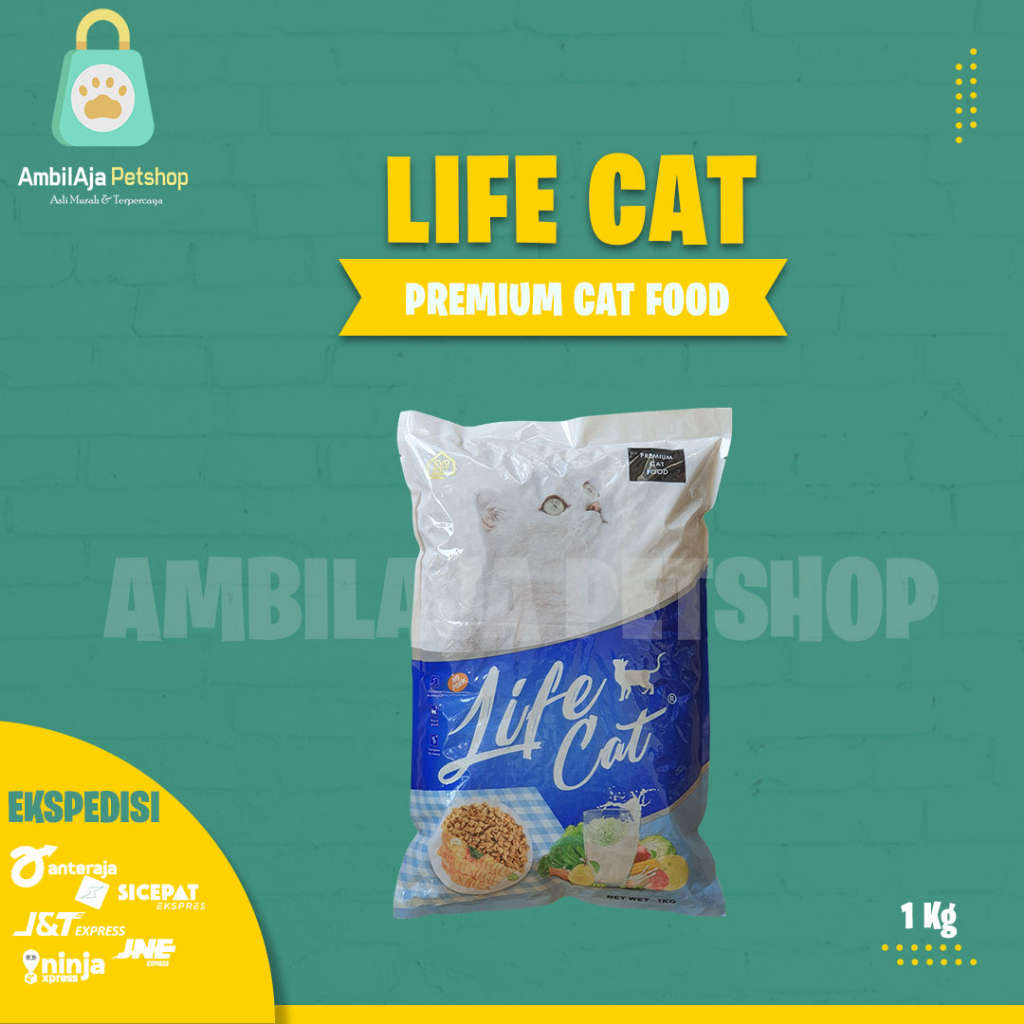 Makanan Kucing kering Premium LIFE CAT DRY 800Gr - 1Kg