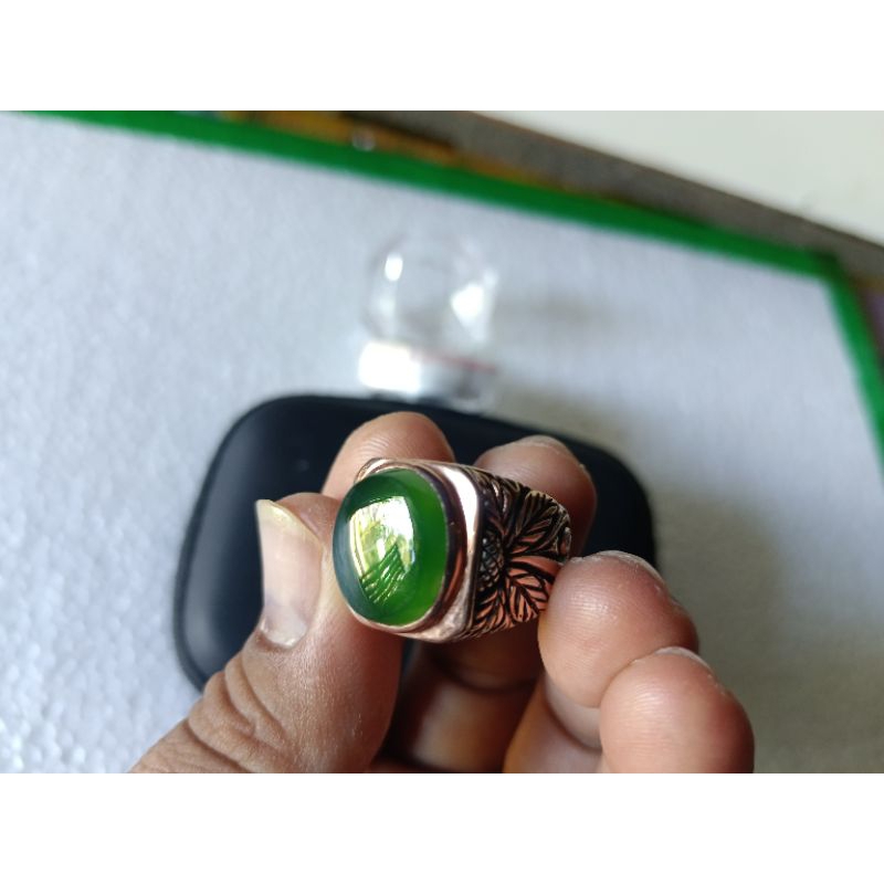 Cincin batu ijo garut ring perak