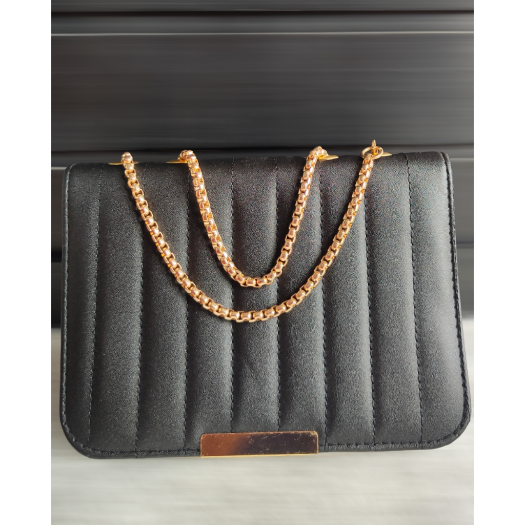 Tas wanita kalina behel trendy / tas selempang wanita embose tali rantai emas