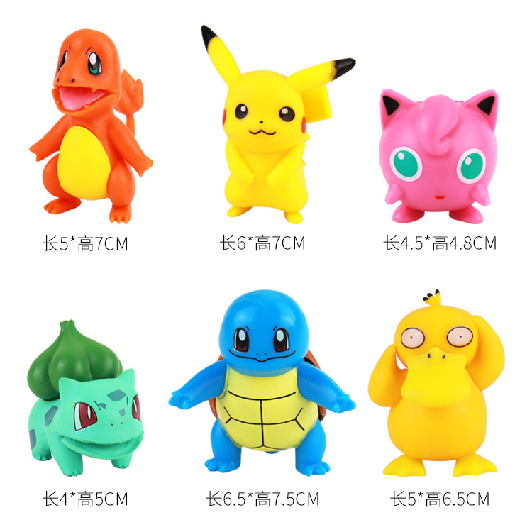 Pokemon 6-pcs set PVC padat Pokemon Pokemon naga bernapas api boneka mainan dekorasi kue