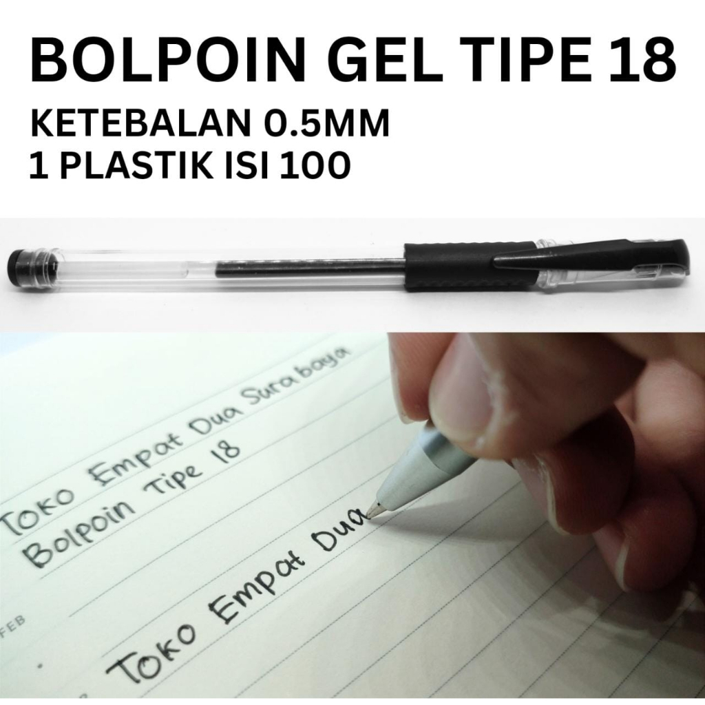 Bolpoin Gel Bolpen Ballpoint Pulpen Alat tulis pen 0.55mm Tinta Hitam Stationery