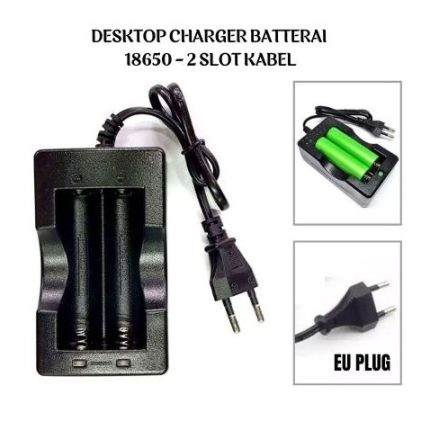 Charger Baterai 18650 2Slot – Charger Baterai 2 Slot Kabel 18650