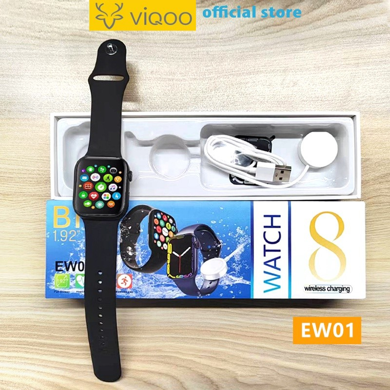 【COD】Viqoo Watch 8 ( EW01) Wireless charging Jam Tangan Pintar Sport Fitness Digital Bluetooth Layar Sentuh Full Touch Screen Bluetooth Call Smart Watch- SW16