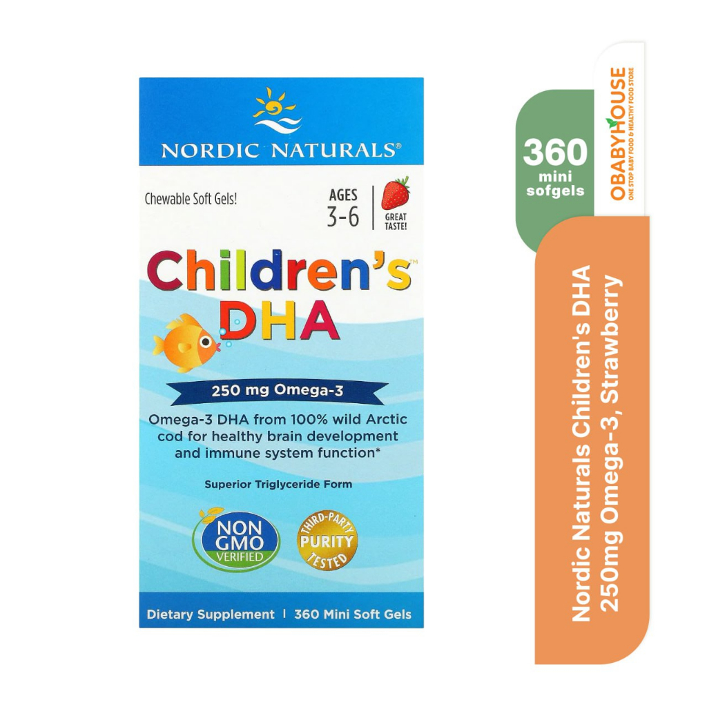 Nordic Naturals Children's DHA 250mg Omega-3 - Strawberry - 360 Mini Softgels