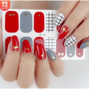 Stiker Kuku Tangan 14 Pcs Nail Art Sticker Tahan air Lucu murah Bagus Elegan Kekinian