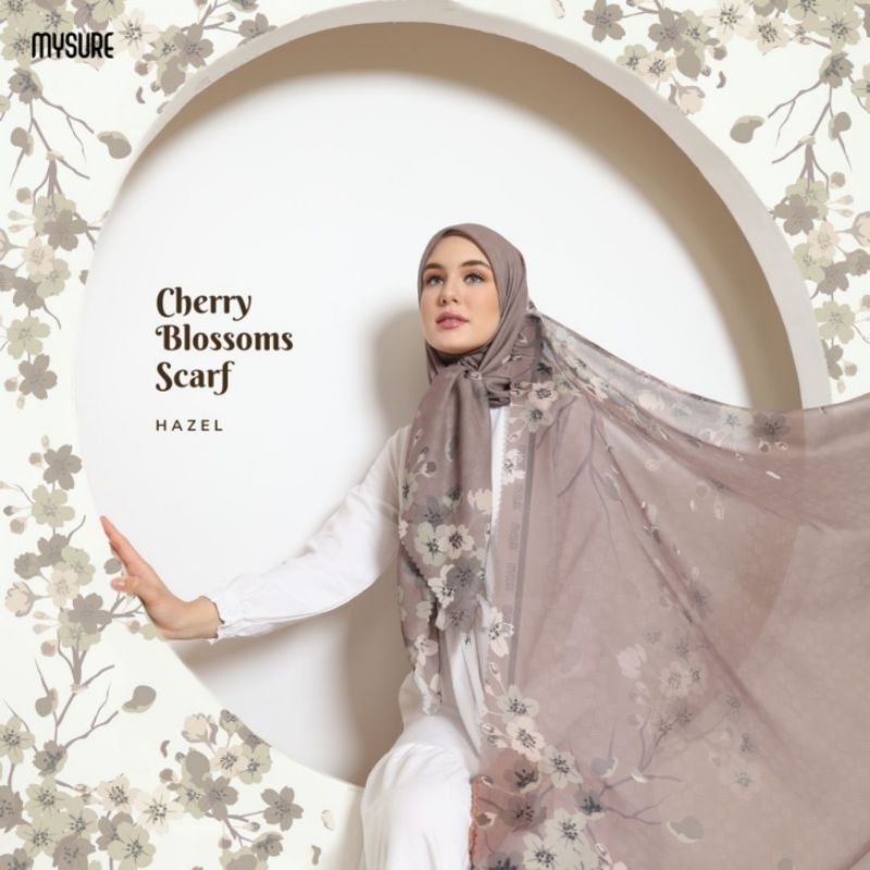 HIJAB SEGIEMPAT MOTIF BLOSSOM CHERRY BY MYSURE