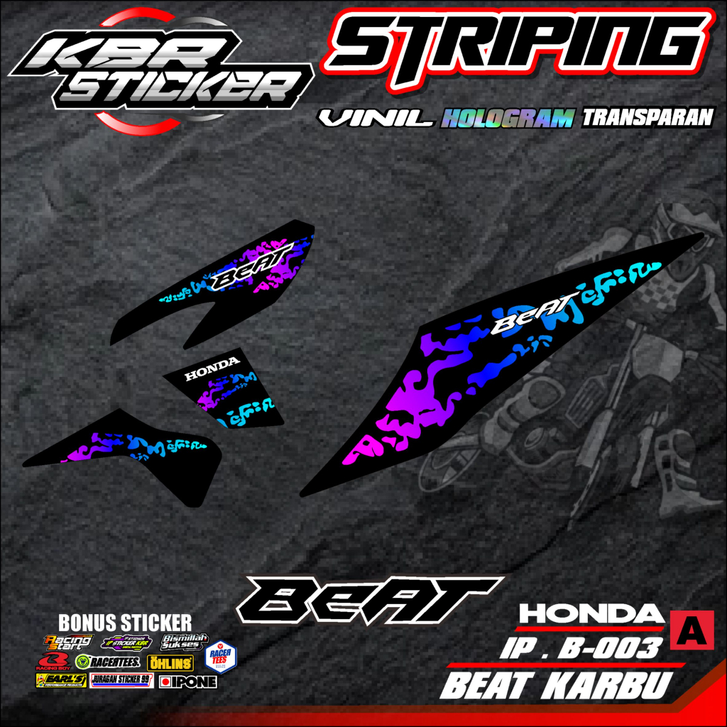 COD Stiker Striping BEAT KARBU/ Sticker Variasi List Skotlet Motor Honda BEAT KARBU/ KODE IP.B-003
