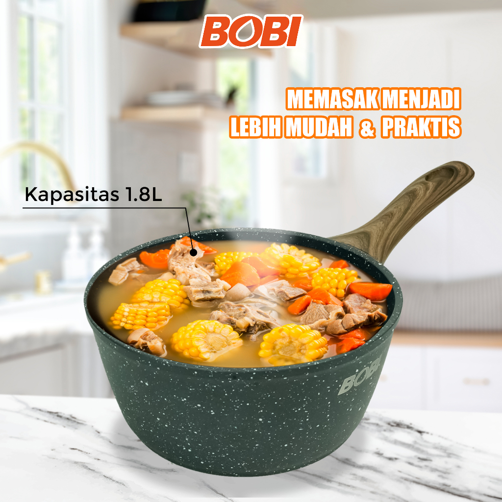 Saucepan Cookware 18 cm kode BB-S-18 /// Panci Anti Lengket Pan Kuah Masak Goreng BOBI - Warna Random