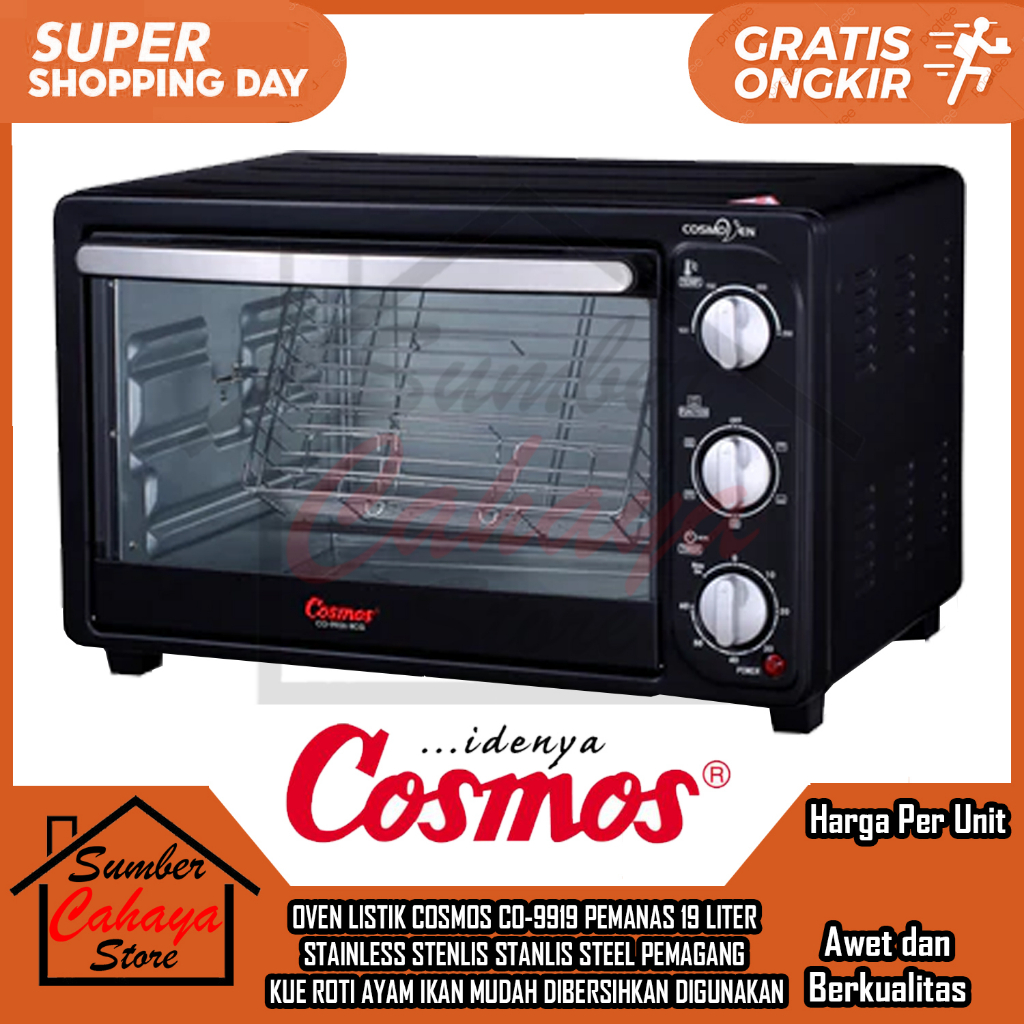 [Instant] COSMOS OVEN CO 9919 OPEN LISTRIK LISTERIK KAPASIS 19L ELEMEN PANAS PEMANAS STAINLES STEEL 