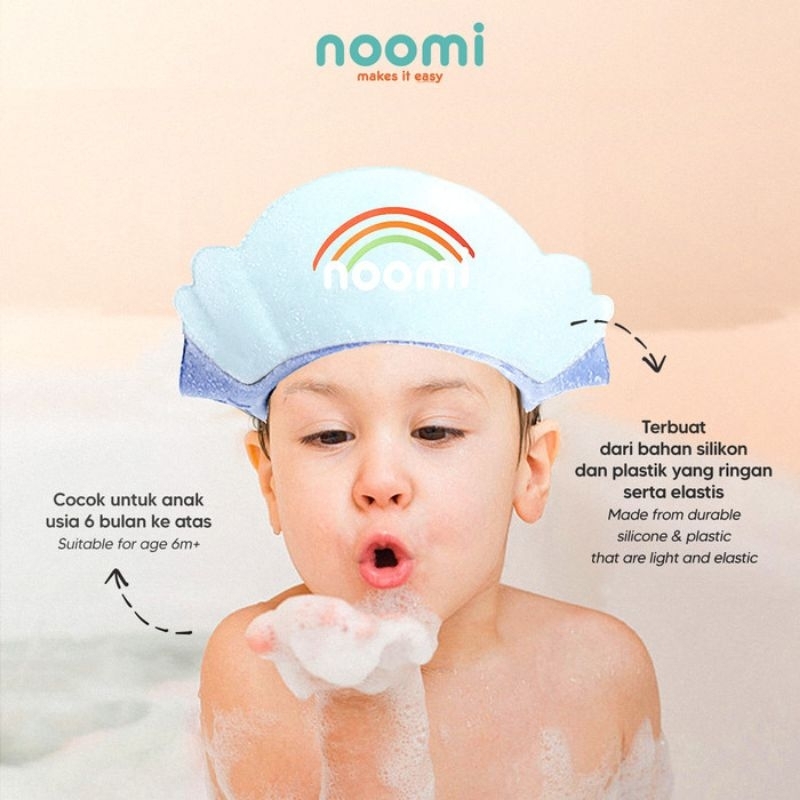 Noomi Shower Hat - Nomi Topi Keramas Pelindung Penutup Mata Bayi - Topi Mandi Kramas Baby