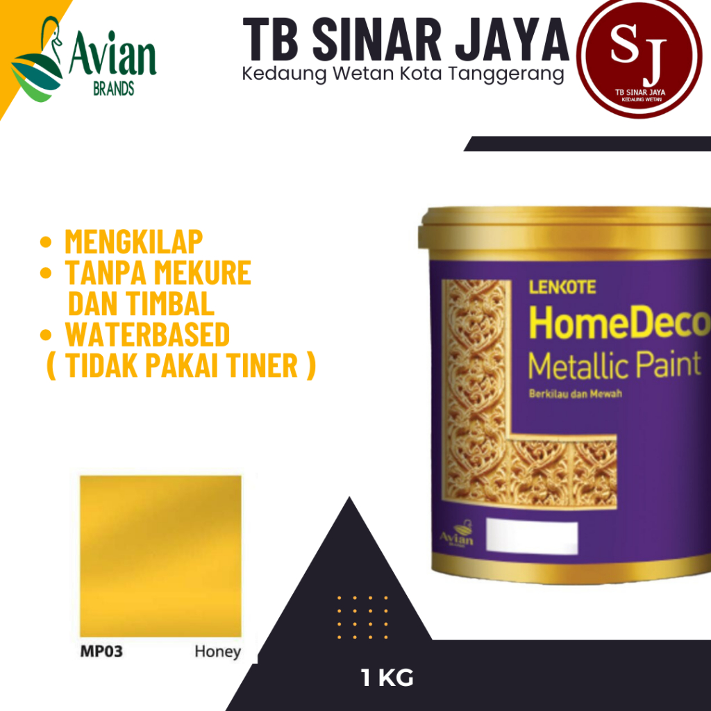 Cat Emas / Lenkote Homedeco Metalic Paint Cat Besi Beton Gypsum Kayu Water Based 1kg - MP 03 HONEY