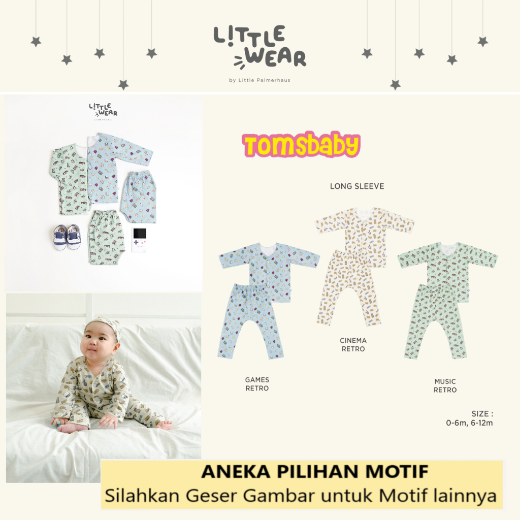 [TOMS] [0-6m, 6-12m] LITTLE PALMERHAUS (1stel) Little Wear LONG Sleeve (Stelan Baju Bayi PANJANG)