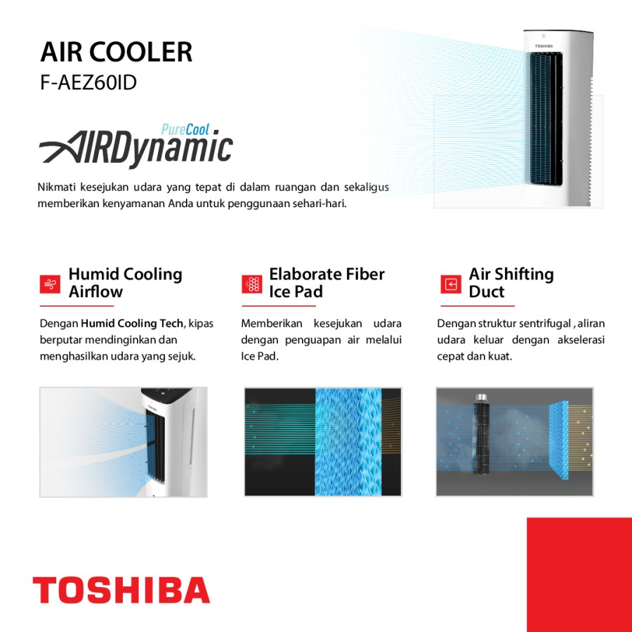 TOSHIBA F-AEZ60ID / FAEZ60ID Air Cooler 5.0 Liter - Timer 7 Jam