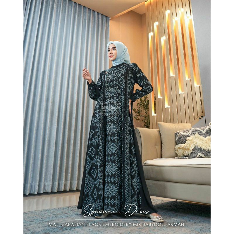 SYAZANI DRESS BY MAREVI ORIGINAL MOTIF 1 (ADA SIZE STANDAR DAN JUMBO)