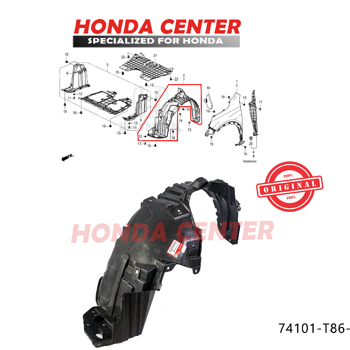 inner linner fender spakbor atas ban depan kiri kanan honda all new BRV 2022 2023