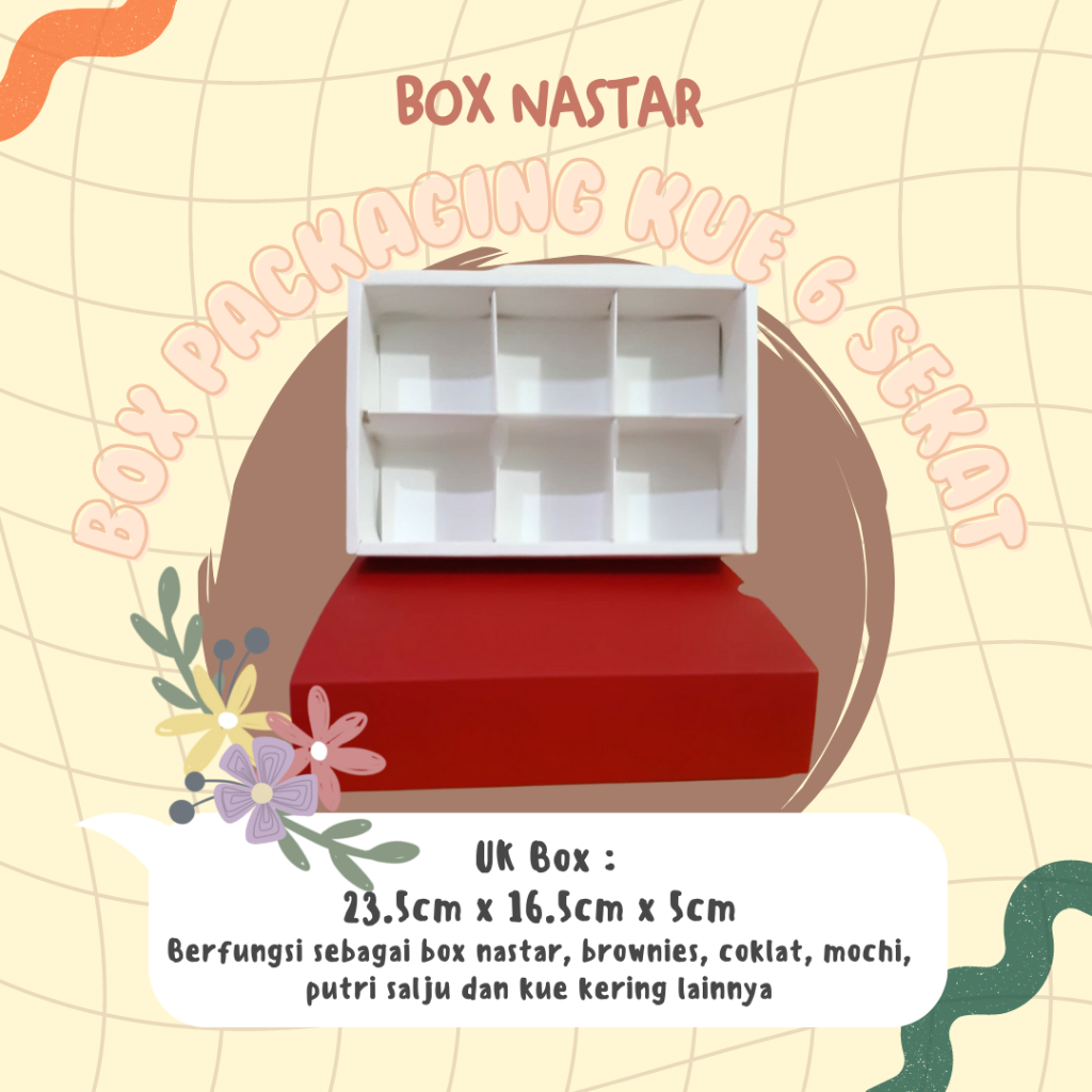 (10Set)Box Packaging Kue Sekat 6 Holes | Tempat Penyimpanan Makanan