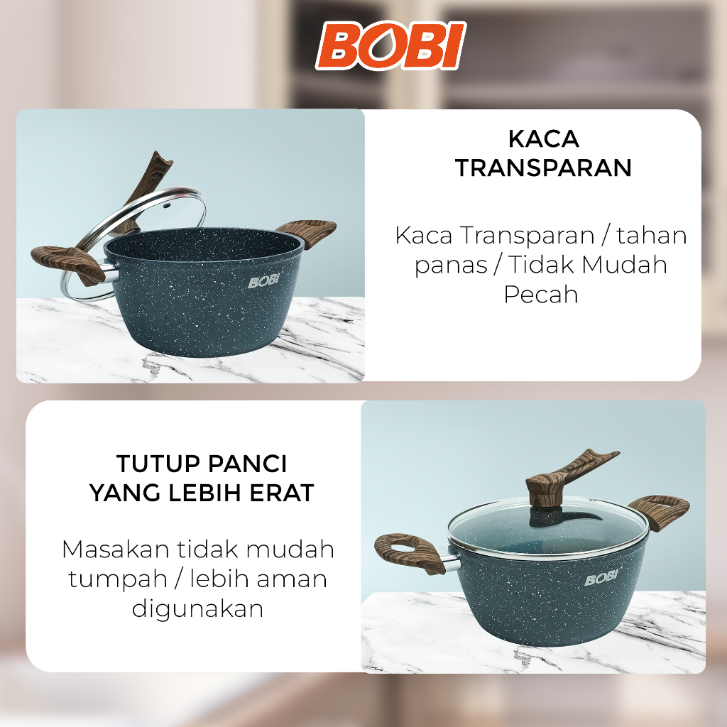 Casserole Cookware 20cm kode BB-C-20 // Panci Anti Lengket Pan Kuah Masak Goreng BOBI - Warna Random