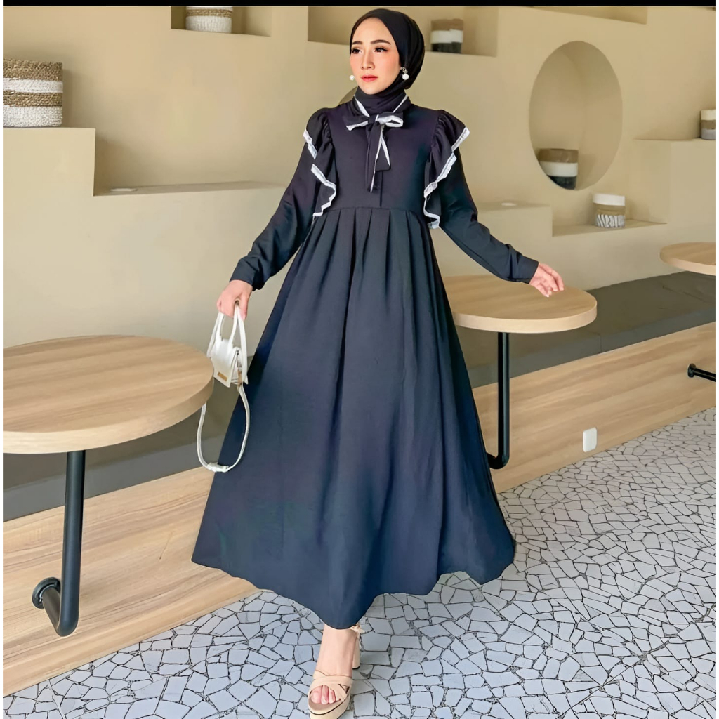 TERMURAH MAURA DRESS CRINCLE AIRFLOW // LARASATI GAMIS RENDA DAILY BUSUI TERBARU 2023 LD 110 CM ABAYA DRESS MAXY